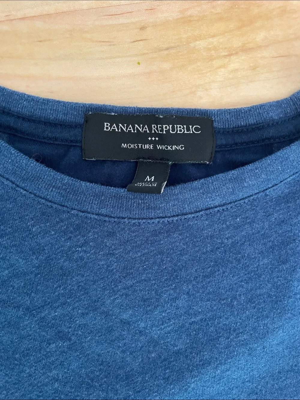 Banana Republic Two-Tone Long-Sleeve Crewneck Shirt - Blue & Navy